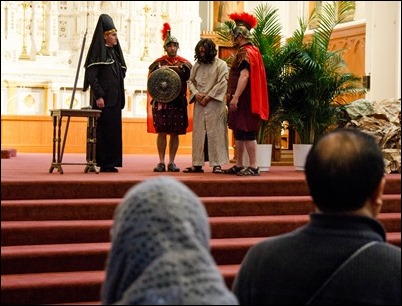 Living Stations of the Cross and the Good Friday Liturgy celebrated by Cardinal O’Malley at the Cathedral of the Holy Cross, April 14, 2017. Pilot photo/ Mark Labbe 