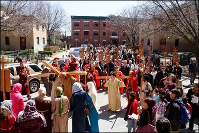 Living Stations of the Cross and the Good Friday Liturgy celebrated by Cardinal O’Malley at the Cathedral of the Holy Cross, April 14, 2017. Pilot photo/ Mark Labbe 