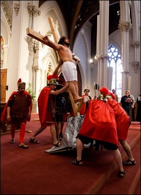 Living Stations of the Cross and the Good Friday Liturgy celebrated by Cardinal O’Malley at the Cathedral of the Holy Cross, April 14, 2017. Pilot photo/ Mark Labbe 