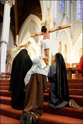 Living Stations of the Cross and the Good Friday Liturgy celebrated by Cardinal O’Malley at the Cathedral of the Holy Cross, April 14, 2017. Pilot photo/ Mark Labbe 