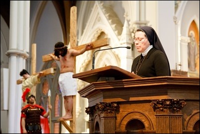 Living Stations of the Cross and the Good Friday Liturgy celebrated by Cardinal O’Malley at the Cathedral of the Holy Cross, April 14, 2017. Pilot photo/ Mark Labbe 