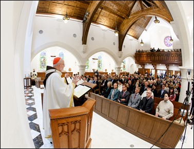 Cardinal Sean O’Malley celebrates the Mass of Dedication and Consecration of Our Lady of Good Voyage Shrine in South Boston, April 22, 2017. Pilot photo/ Gregory L. Tracy 