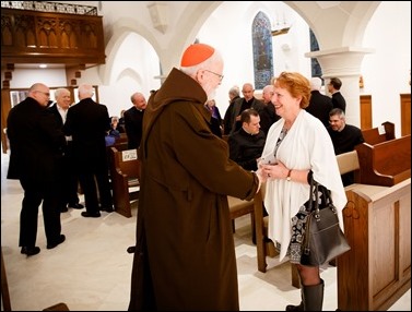 Cardinal Sean O’Malley celebrates a vespers service at the new Our Lady of Good Voyage Shrine in Boston’s Seaport District April 21, 2017. The service was held on the eve of the shrine’s dedication for priests, community members, archdiocesan staff, workers and others involved with the development of the new church. Pilot photo/ Gregory L. Tracy 