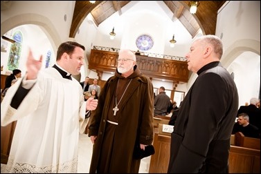 Cardinal Sean O’Malley celebrates a vespers service at the new Our Lady of Good Voyage Shrine in Boston’s Seaport District April 21, 2017. The service was held on the eve of the shrine’s dedication for priests, community members, archdiocesan staff, workers and others involved with the development of the new church. Pilot photo/ Gregory L. Tracy 