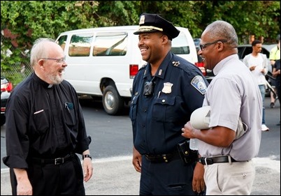 Cardinal O’Malley, priests and other religious leaders participate in a walk for peace in Dorchester, July 11, 2017. Pilot photo/ Mark Labbe 