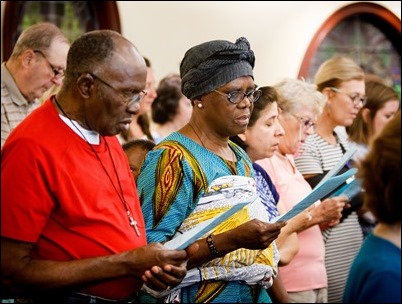 Prayer intentions of Catholic Appeal donors are placed before the altar during a special Mass celebrated by Cardinal Sean P. O'Malley at the Archdiocese of Boston’s Pastoral Center Aug. 24, 2017. Pilot photo/ Gregory L. Tracy 