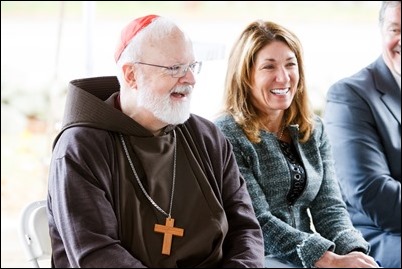 Cardinal Seán P. O’Malley and Lt. Governor Karyn Polito celebrate the groundbreaking of Bethany Apartments affordable and workforce housing at the Cardinal Cushing Centers in Hanover, Oct. 23, 2017. Pilot photo/ Gregory L. Tracy 