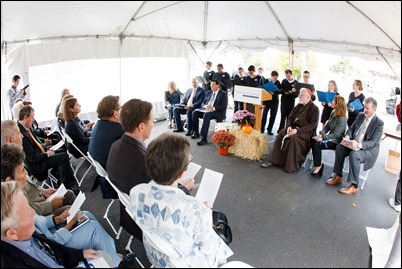 Cardinal Seán P. O’Malley and Lt. Governor Karyn Polito celebrate the groundbreaking of Bethany Apartments affordable and workforce housing at the Cardinal Cushing Centers in Hanover, Oct. 23, 2017. Pilot photo/ Gregory L. Tracy 