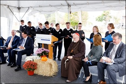 Cardinal Seán P. O’Malley and Lt. Governor Karyn Polito celebrate the groundbreaking of Bethany Apartments affordable and workforce housing at the Cardinal Cushing Centers in Hanover, Oct. 23, 2017. Pilot photo/ Gregory L. Tracy 