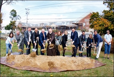 Cardinal Seán P. O’Malley and Lt. Governor Karyn Polito celebrate the groundbreaking of Bethany Apartments affordable and workforce housing at the Cardinal Cushing Centers in Hanover, Oct. 23, 2017. Pilot photo/ Gregory L. Tracy 