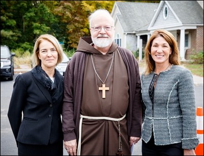 Cardinal Seán P. O’Malley and Lt. Governor Karyn Polito celebrate the groundbreaking of Bethany Apartments affordable and workforce housing at the Cardinal Cushing Centers in Hanover, Oct. 23, 2017. Pilot photo/ Gregory L. Tracy 