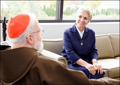 Sister Paula Coelho meets with Cardinal Sean P. O'Malley in his offices at the Archdiocese of Boston’s Pastoral Center Nov. 1, 2017. Pilot photo/ Gregory L. Tracy 