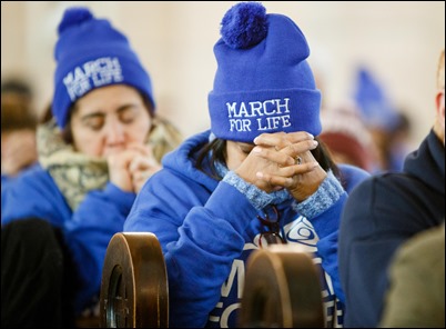 Cardinal Sean P. O’Malley celebrates Mass for pro-life pilgrims attending the March for Life at the Shine of the Sacred Heart in Washington, D.C., Jan. 19, 2018. Pilot photo/ Gregory L. Tracy