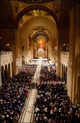 Cardinal Sean P. O’Malley concelebrates the Vigil Mass for Life at the Basilica of the National Shrine of the Immaculate Conception with Cardinal Timothy Dolan of New York, Jan. 18, 2018. Pilot Photo/ Gregory L. Tracy 