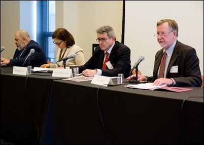 Seminar on the "Contribution of Migrants to Development and Social Innovation" held at Boston College, March 22, 2018. Pilot photo/ Mark Labbe 