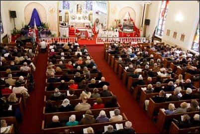 Cardinal O’Malley celebrates a Mass at the Shrine of Divine Mercy in Salem to officially present a relic of Pope St. John Paul II, April 7, 2018. Following the Mass, there was a luncheon, time of prayer and a Way of the Cross procession through the streets of Salem. Pilot photo/ Mark Labbe 