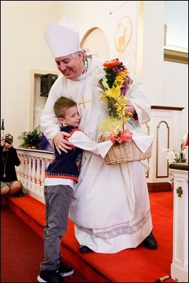 Cardinal O’Malley celebrates a Mass at the Shrine of Divine Mercy in Salem to officially present a relic of Pope St. John Paul II, April 7, 2018. Following the Mass, there was a luncheon, time of prayer and a Way of the Cross procession through the streets of Salem. Pilot photo/ Mark Labbe 