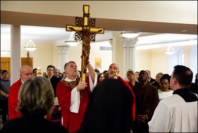 Good Friday Liturgy of the Lord’s Passion with veneration of the cross at the Cathedral of the Holy Cross, March 30, 2018. Pilot photo/ Mark Labbe