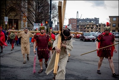 Good Friday living Stations of the Cross at the Cathedral of the Holy Cross, March 30, 2018. Pilot photo/ Mark Labbe