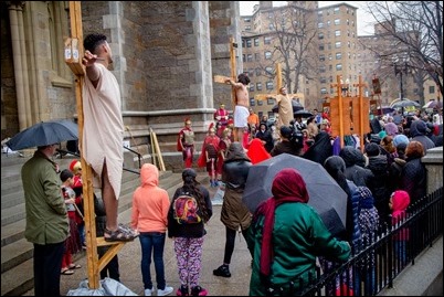 Good Friday living Stations of the Cross at the Cathedral of the Holy Cross, March 30, 2018. Pilot photo/ Mark Labbe