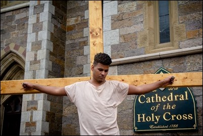 Good Friday living Stations of the Cross at the Cathedral of the Holy Cross, March 30, 2018. Pilot photo/ Mark Labbe