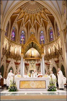 Ordination of Transitional Deacons Joseph Almeida, Maciej Kazimierz Araszkiewicz, Corey Bassett-Tirrell, Marcos Enrique, Timothy Paul Hynes, Przemyslaw Kasprzak, Brother John Edward Koelle OFM Cap., Brian Peter O’Hanlon, Mark Teodor Olejnik, Francis Huy Duc Pham, William Henry Robinson, Carignan Langlois Rouse, Victor Luna Vitug II, and James Paul Wargovich at Immaculate Conception Church in Lowell, April 14, 2018. Pilot photo/ Gregory L. Tracy 