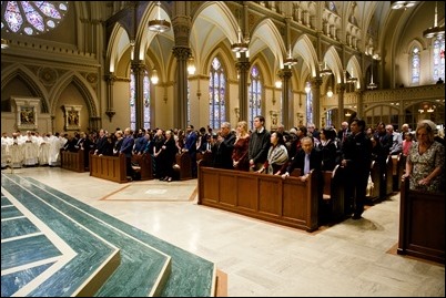 Ordination of Transitional Deacons Joseph Almeida, Maciej Kazimierz Araszkiewicz, Corey Bassett-Tirrell, Marcos Enrique, Timothy Paul Hynes, Przemyslaw Kasprzak, Brother John Edward Koelle OFM Cap., Brian Peter O’Hanlon, Mark Teodor Olejnik, Francis Huy Duc Pham, William Henry Robinson, Carignan Langlois Rouse, Victor Luna Vitug II, and James Paul Wargovich at Immaculate Conception Church in Lowell, April 14, 2018. Pilot photo/ Gregory L. Tracy 