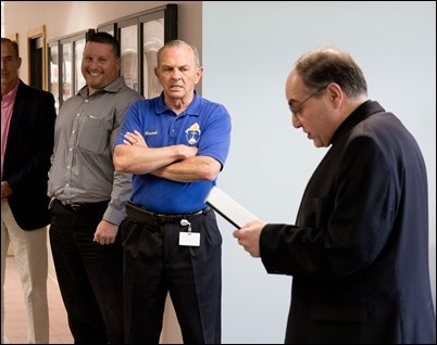 Farewell gathering of Frank Mendez, Dan Nisby and Msgr. William Fay at the Pastoral Center, June 22, 2018. Pilot photo/ Gregory L. Tracy