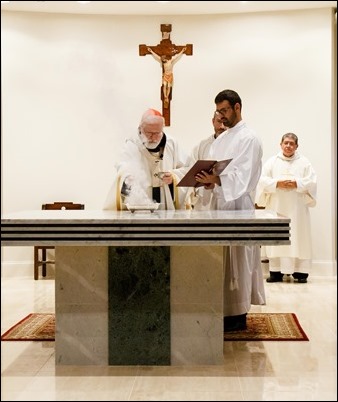 Dedication of the altar of the lower church of St. Rose of Lima, Chelsea, July 24, 2018. Photo by Jacqueline Tetrault, The Pilot