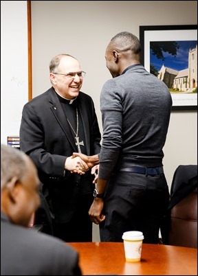 Cardinal O’Malley and Bishop Uglietto meet with extern priests working in the Archdiocese of Boston Oct. 23, 2018. (Pilot photo/ Gregory L. Tracy)