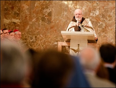 Cardinal Sean P. O’Malley presides at the 2018 Cheverus Award ceremony, Nov. 26 at Immaculate Conception Church in Malden. Pilot photo/ Gregory L. Tracy 