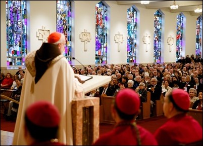 Cardinal Sean P. O’Malley presides at the 2018 Cheverus Award ceremony, Nov. 26 at Immaculate Conception Church in Malden. Pilot photo/ Gregory L. Tracy 