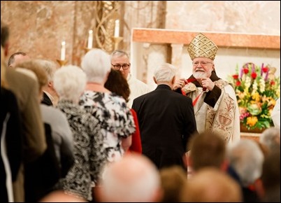 Cardinal Sean P. O’Malley presides at the 2018 Cheverus Award ceremony, Nov. 26 at Immaculate Conception Church in Malden. Pilot photo/ Gregory L. Tracy 