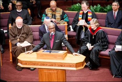 Interfaith prayer service MorningStar Baptist Church in Boston for Governor Charlie Baker and Lieutenant Governor Karen Polito on the eve of their inauguration for a second term, Jan. 2, 2019.
Pilot photo/ Jacqueline Tetrault