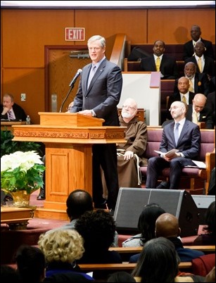 Interfaith prayer service MorningStar Baptist Church in Boston for Governor Charlie Baker and Lieutenant Governor Karen Polito on the eve of their inauguration for a second term, Jan. 2, 2019.
Pilot photo/ Jacqueline Tetrault