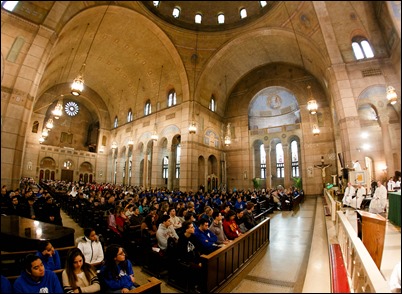 Mass for Boston March for Life pilgrims at the Shrine of the Sacred Heart in Washington, D.C., Jan. 18, 2019.
Pilot photo/ Gregory L. Tracy