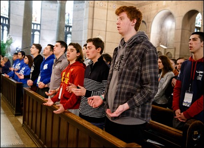 Mass for Boston March for Life pilgrims at the Shrine of the Sacred Heart in Washington, D.C., Jan. 18, 2019.
Pilot photo/ Gregory L. Tracy