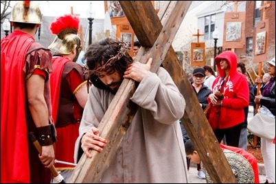 The Living Stations of the Cross followed by Veneration of the Cross is celebrated at the Cathedral of the Holy Cross Good Friday, April 19, 2019.
Pilot photo/ Jacqueline Tetrault