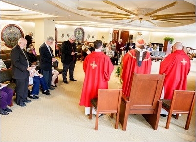 Permanent deacons celebrating 25 and 40 years of ordination  are honored at a Mass and lunch at the Pastoral Center, May 14, 2019.
Pilot photo/ Gregory L. Tracy 