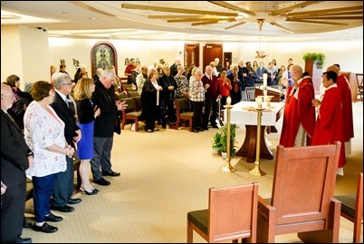 Permanent deacons celebrating 25 and 40 years of ordination  are honored at a Mass and lunch at the Pastoral Center, May 14, 2019.
Pilot photo/ Gregory L. Tracy 