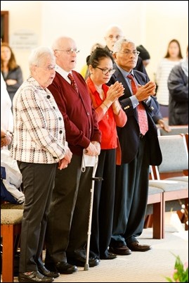 Permanent deacons celebrating 25 and 40 years of ordination  are honored at a Mass and lunch at the Pastoral Center, May 14, 2019.
Pilot photo/ Gregory L. Tracy 