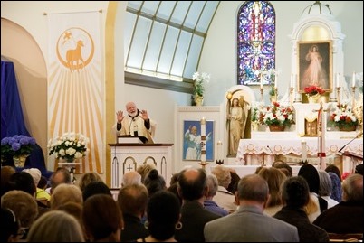 Mass at the St. John Paul II Shrine of Divine Mercy in Salem, April 29, 2019 to celebrate Divine Mercy Sunday. Mass was celebrated by Cardinal Seán P. O’Malley along with Bishop Mark O’Connell, and Bishop Wieslaw Lechowicz, an auxiliary bishop of the archdiocese of Tarnów, Poland.
Pilot photo/ Jacqueline Tetrault 