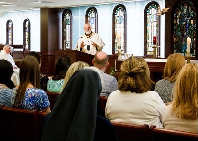 Cardinal O’Malley celebrates a farewell Mass for Superintendent of Catholic Schools Kathy Mears in the Pastoral Center Chapel May 24, 2019.
Pilot photo/ Jacqueline Tetrault 