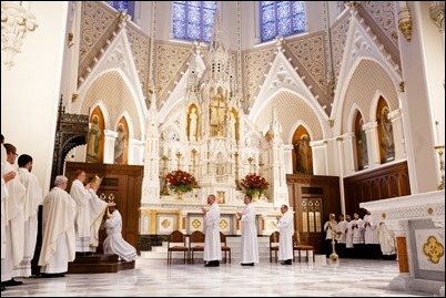 Erick Gonzalez, Joseph Hubbard, Matthew Norwood, Fernando J. Vivas, and Daniel Zinger for the Archdiocese of Boston; Brother Paul Kallal for the Oblates of the Virgin Mary; and Brother Antonio B. Lopez for the Congregation of the Sacred Stigmata are ordained transitional deacons June 8, 2019 at the Cathedral of the Holy Cross.<br />
Pilot photo/ Gregory L. Tracy 