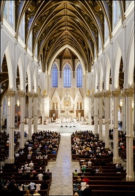 Erick Gonzalez, Joseph Hubbard, Matthew Norwood, Fernando J. Vivas, and Daniel Zinger for the Archdiocese of Boston; Brother Paul Kallal for the Oblates of the Virgin Mary; and Brother Antonio B. Lopez for the Congregation of the Sacred Stigmata are ordained transitional deacons June 8, 2019 at the Cathedral of the Holy Cross.<br />
Pilot photo/ Gregory L. Tracy 