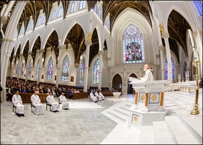 Erick Gonzalez, Joseph Hubbard, Matthew Norwood, Fernando J. Vivas, and Daniel Zinger for the Archdiocese of Boston; Brother Paul Kallal for the Oblates of the Virgin Mary; and Brother Antonio B. Lopez for the Congregation of the Sacred Stigmata are ordained transitional deacons June 8, 2019 at the Cathedral of the Holy Cross.<br />
Pilot photo/ Gregory L. Tracy 