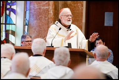 Cardinal Sean P. O'Malley celebrates the Mass for the Dedication of the Altar of the Chapel at Regina Cleri, Aug. 21, 2019.  The Mass marked the completion of a months-long renovation of the chapel.
Pilot photo/ Gregory L. Tracy 