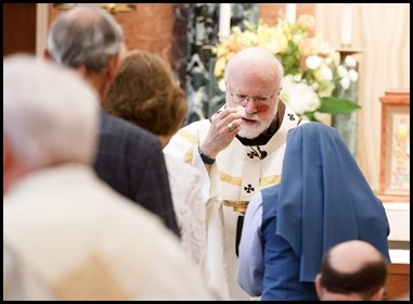 Cardinal Sean P. O'Malley celebrates the Mass for the Dedication of the Altar of the Chapel at Regina Cleri, Aug. 21, 2019.  The Mass marked the completion of a months-long renovation of the chapel.
Pilot photo/ Gregory L. Tracy 