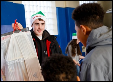 Cardinal Sean P. O’Malley visits Catholic Charities’ Teen Center at St. Peters in Dorchester, Dec. 24, 2019.
Pilot photo/ Gregory L. Tracy