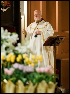 Cardinal Sean P. O’Malley celebrates the Easter Vigil at the Cathedral of the Holy Cross, April 12, 2020.
Pilot photo/ Gregory L. Tracy 